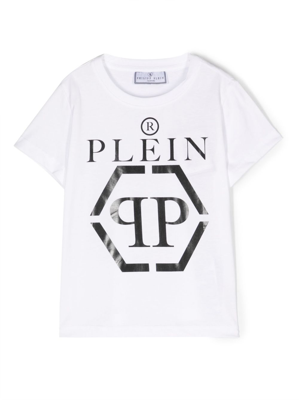 Philipp Plein Junior logo印花棉T恤 - 白色