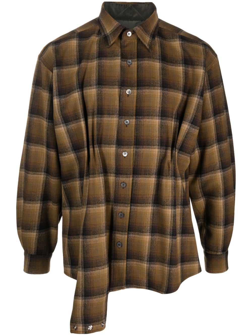 Maison Margiela x Pendleton 不对称格纹羊毛衬衫 - 褐色