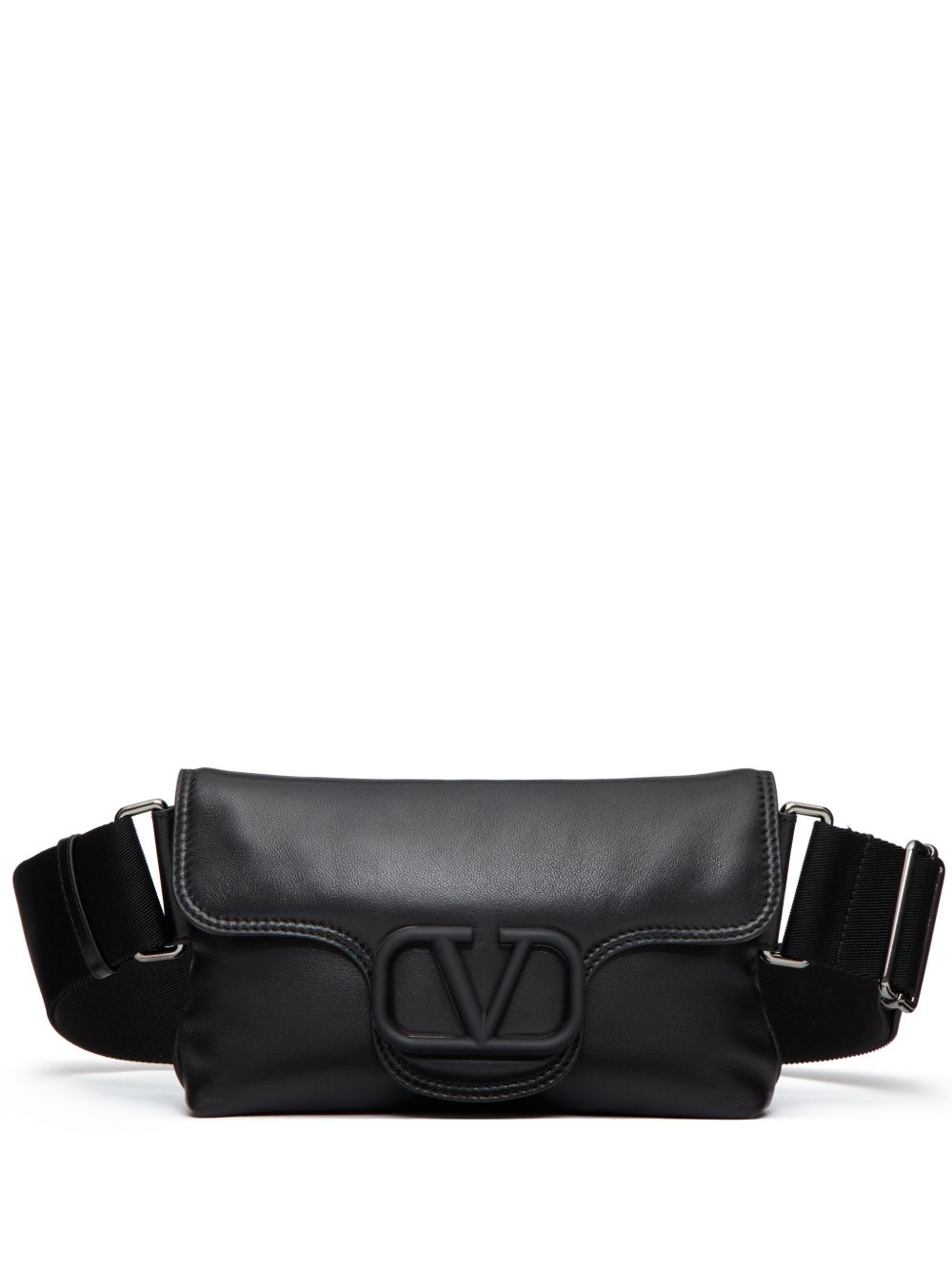 Valentino Garavani VLogo 皮质单肩包 - 黑色