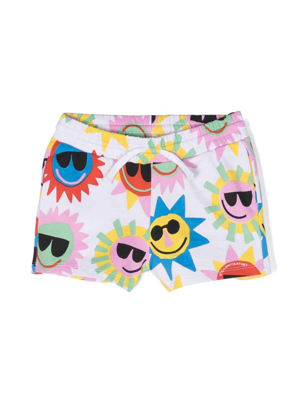 Stella McCartney Kids 太阳印花棉运动短裤 - 白色