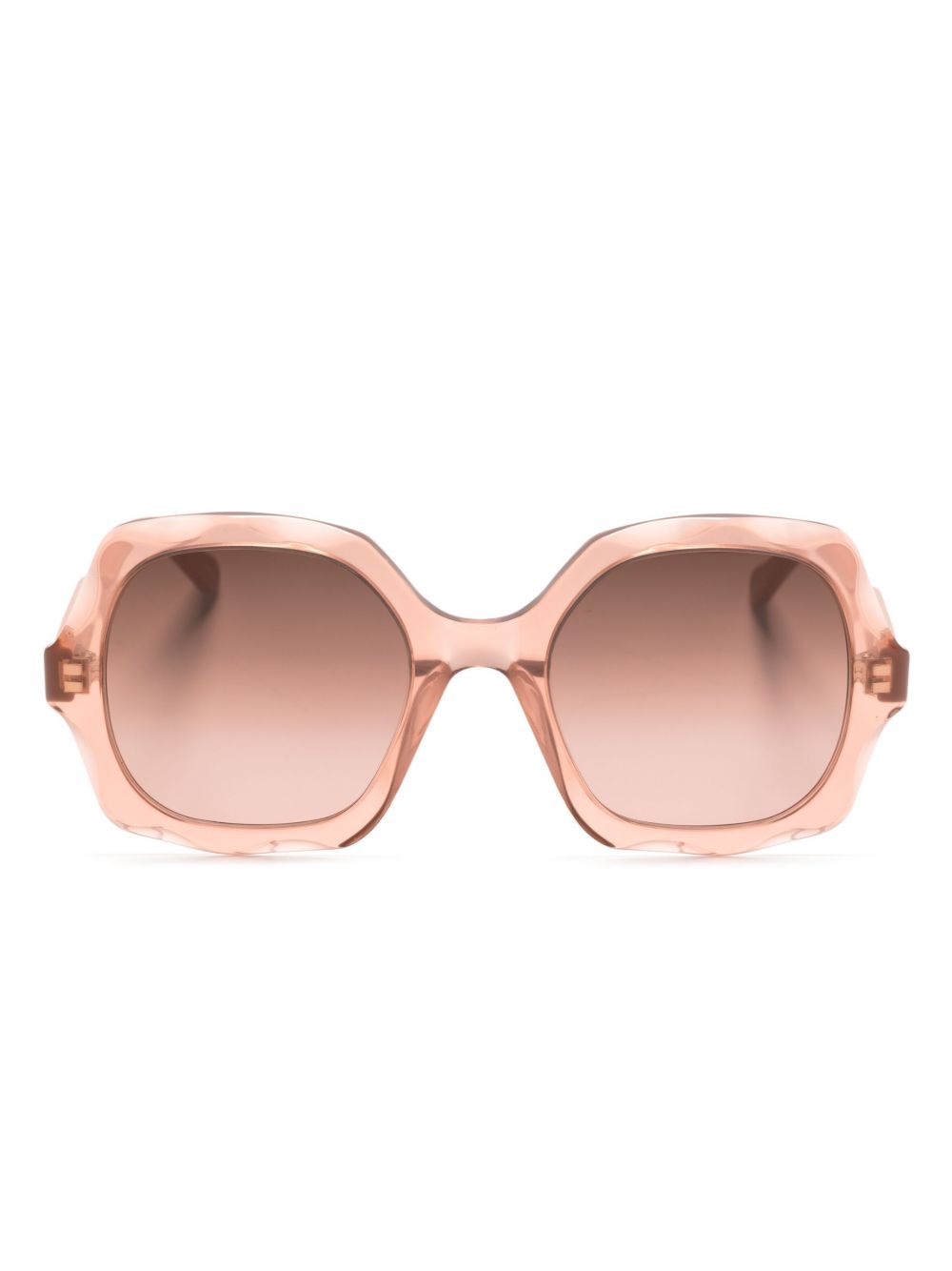 Chloé Eyewear Scallop 圆框太阳眼镜 - 粉色
