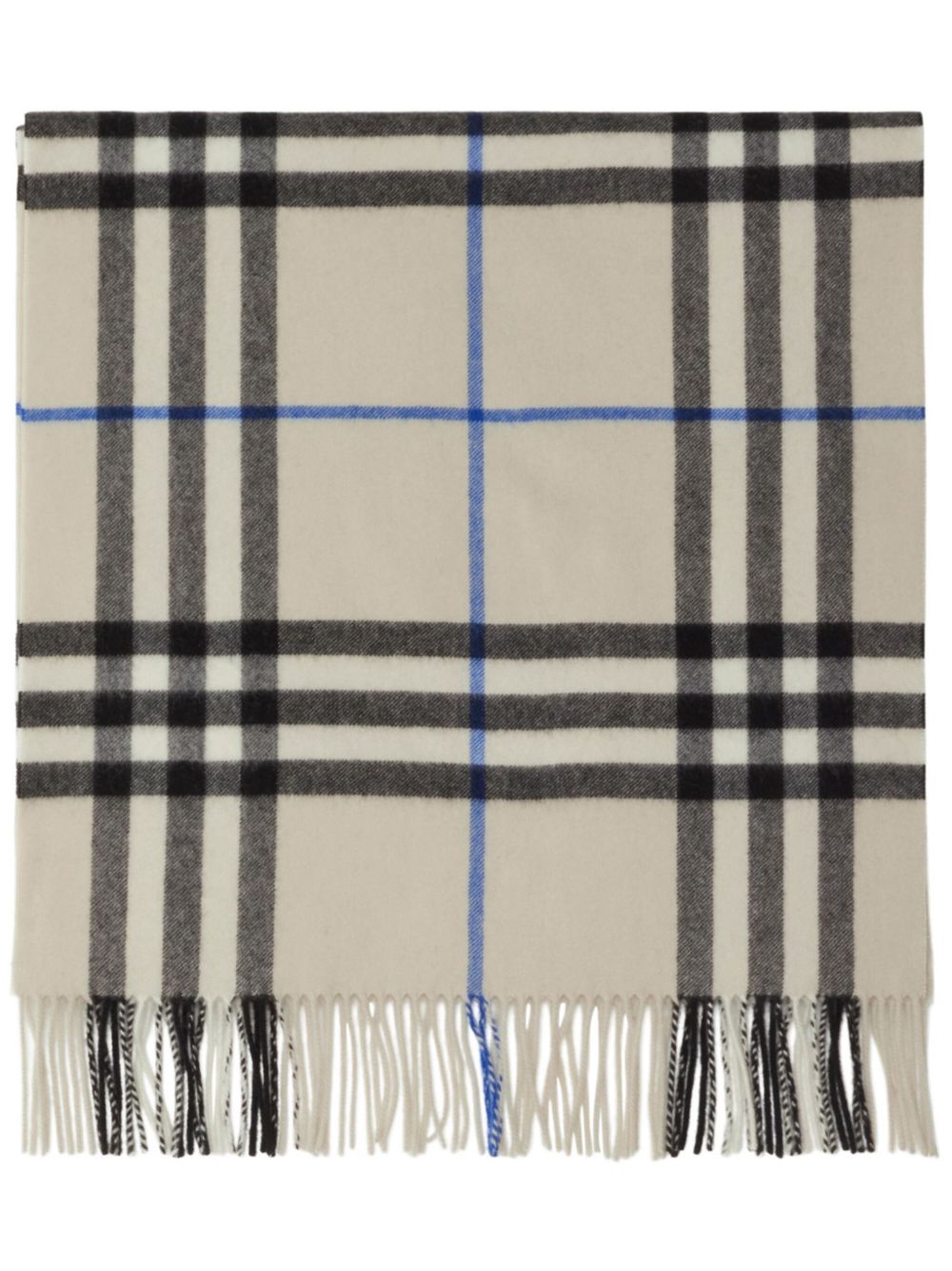Burberry 宽格纹羊绒围巾 - 中性色