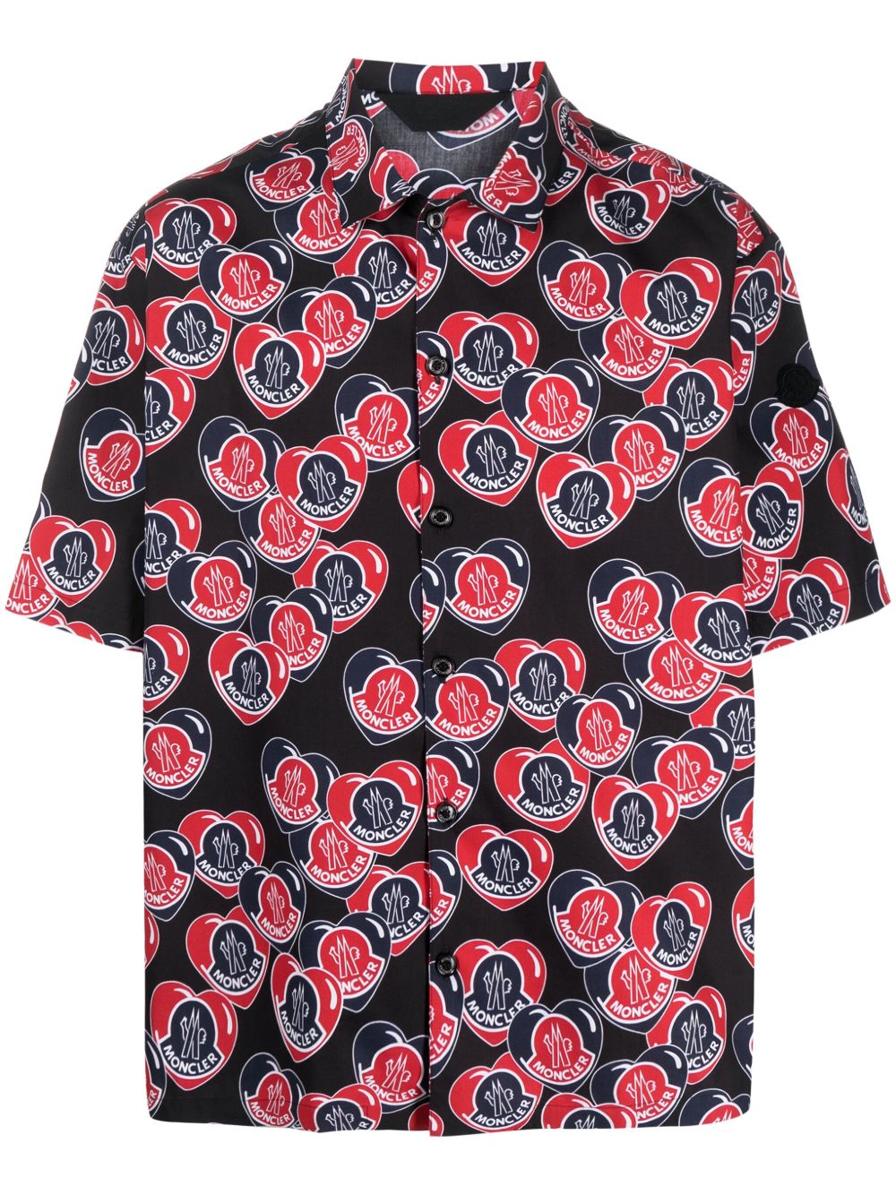 Moncler Heart logo印花棉衬衫 - 蓝色