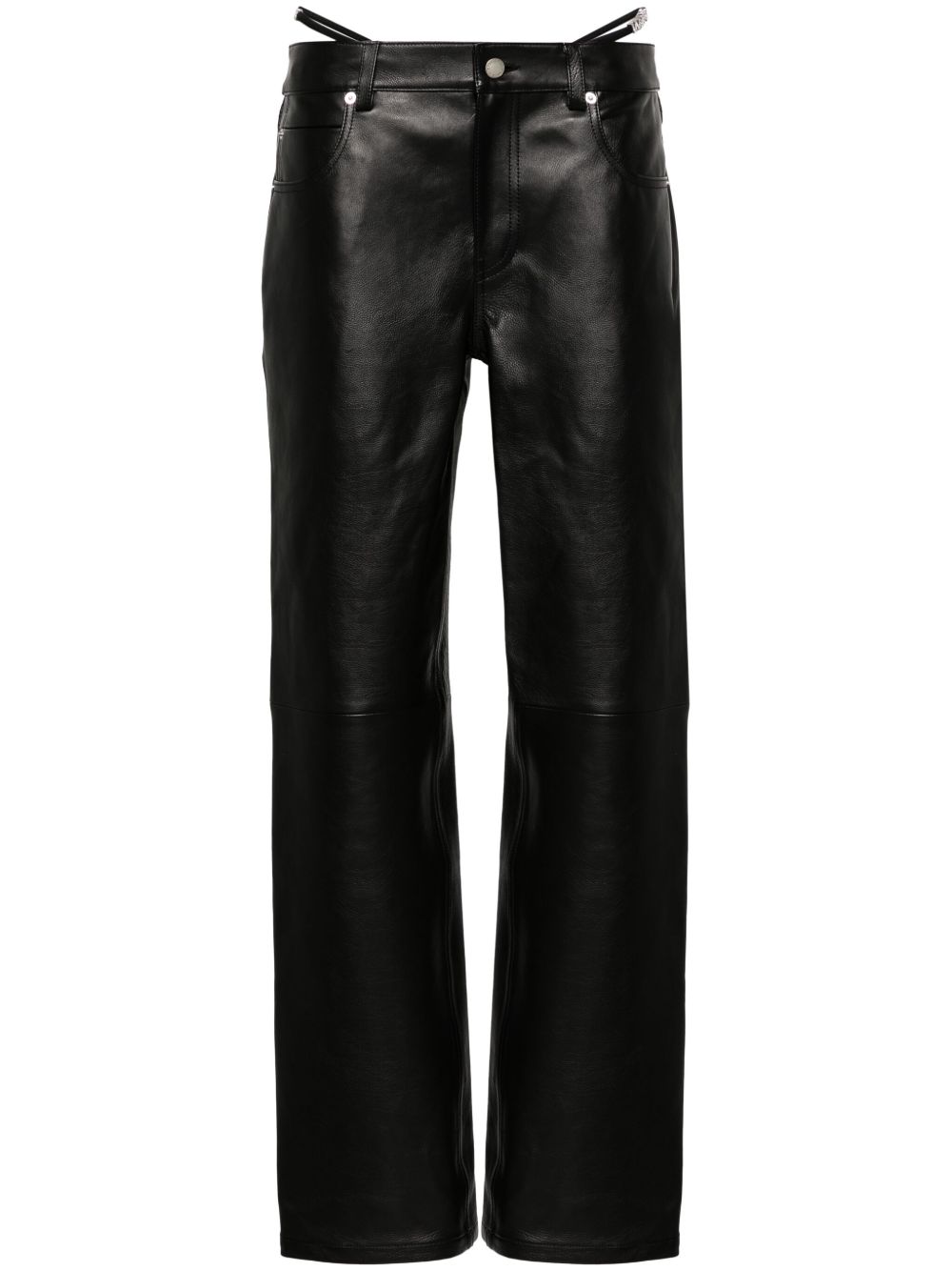 Alexander Wang 低腰皮质长裤 - 黑色