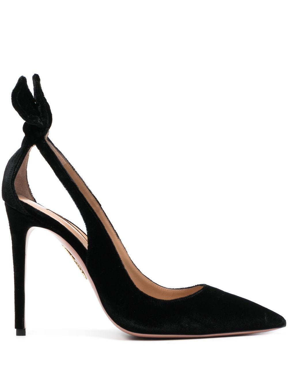 Aquazzura Bow Tie 丝绒高跟鞋 - 黑色
