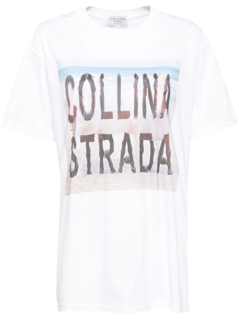 Collina Strada Horse 沙滩图案T恤 - 白色
