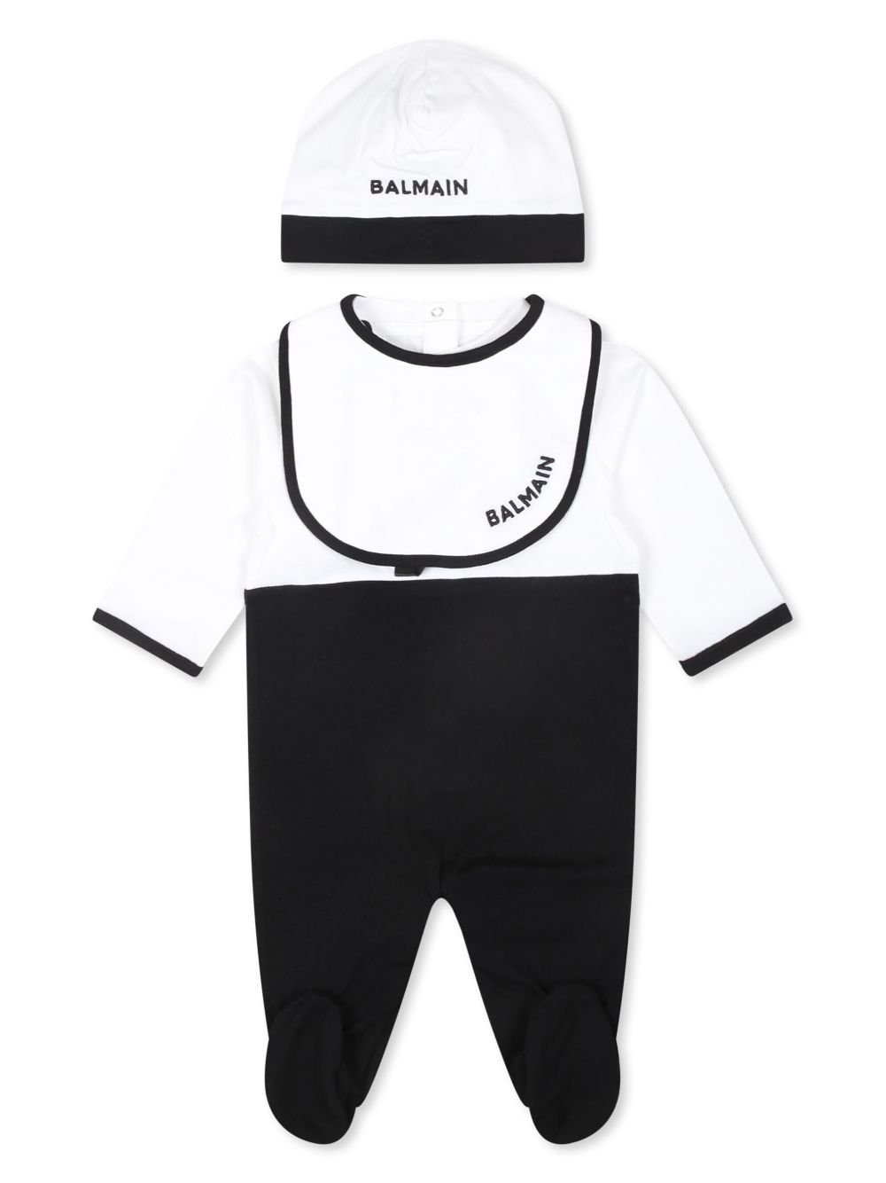 Balmain Kids logo印花连体衣套装 - 黑色