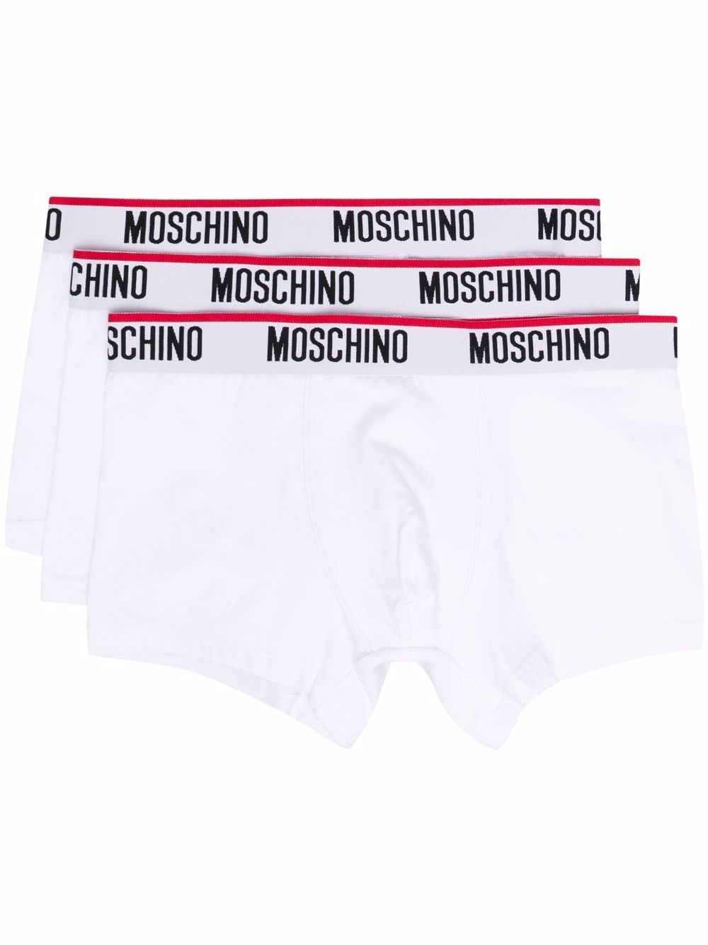 Moschino 莫斯奇诺 logo裤腰四角裤（三件装） - 白色
