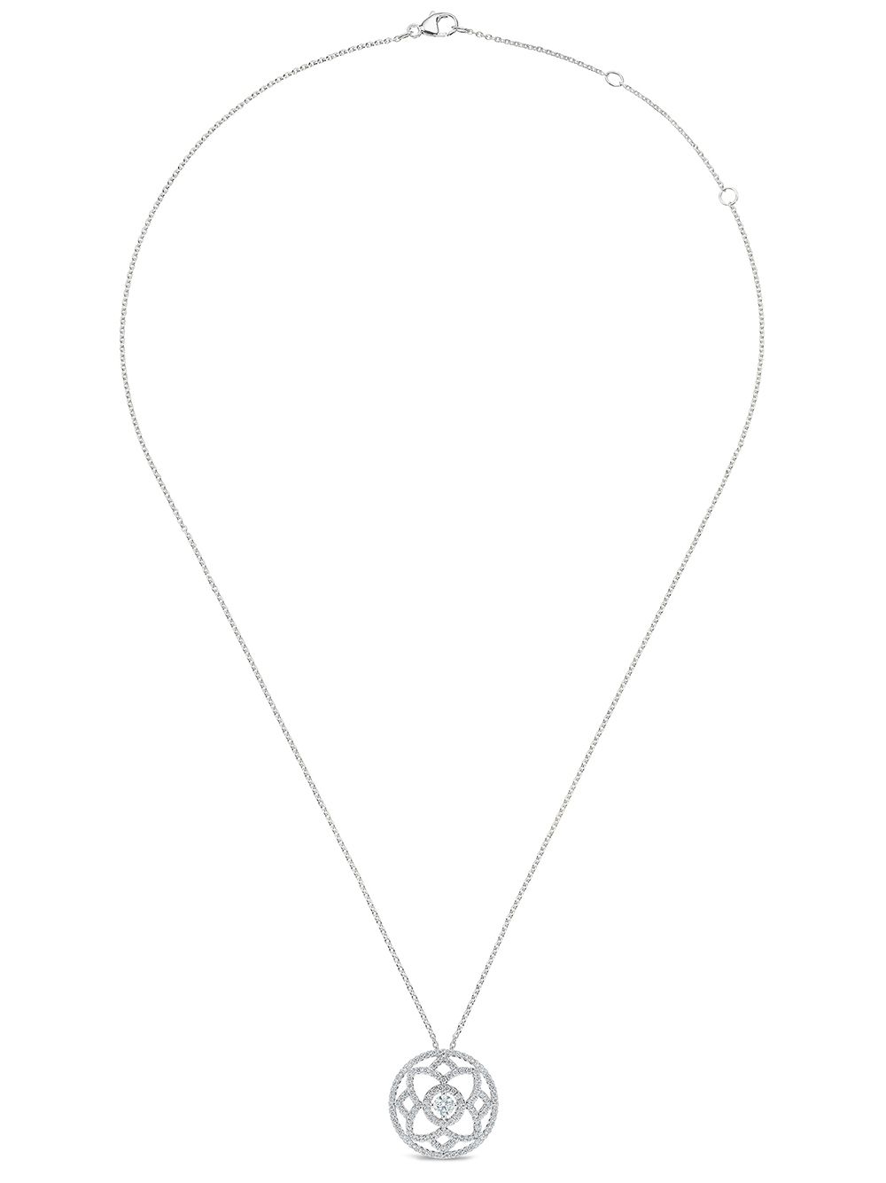De Beers Jewellers Enchanted Lotus 18K白金大号徽章钻石吊饰项链 - 银色