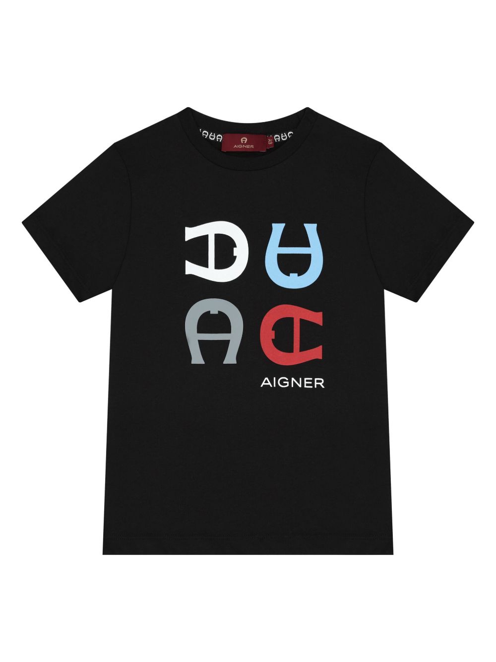Aigner Kids logo印花棉T恤 - 黑色