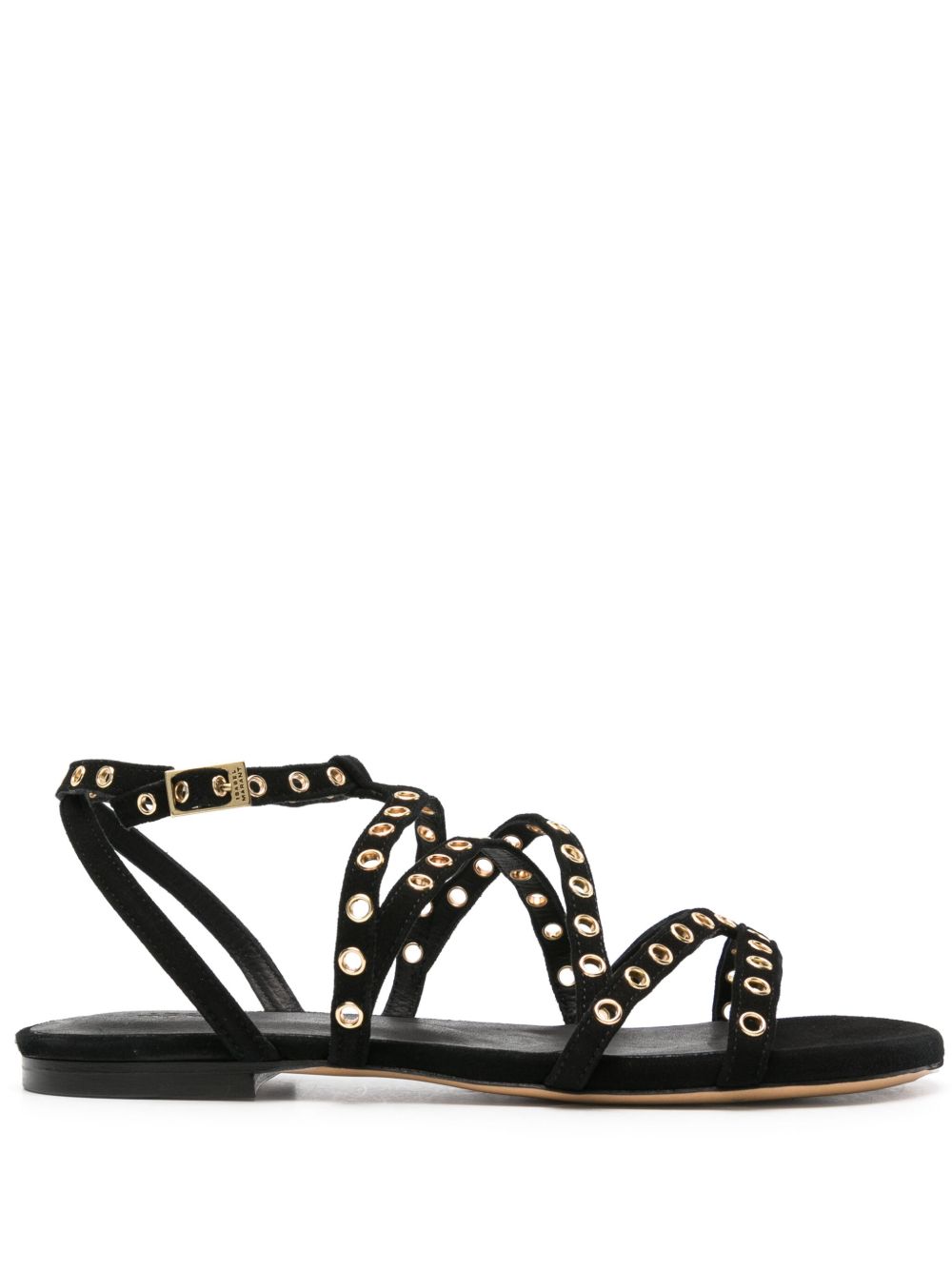 ISABEL MARANT 孔眼缀饰绒面皮凉鞋 - 黑色