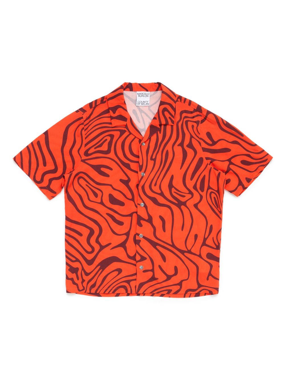 Marcelo Burlon County Of Milan Kids AOP 短袖衬衫 - 橘色
