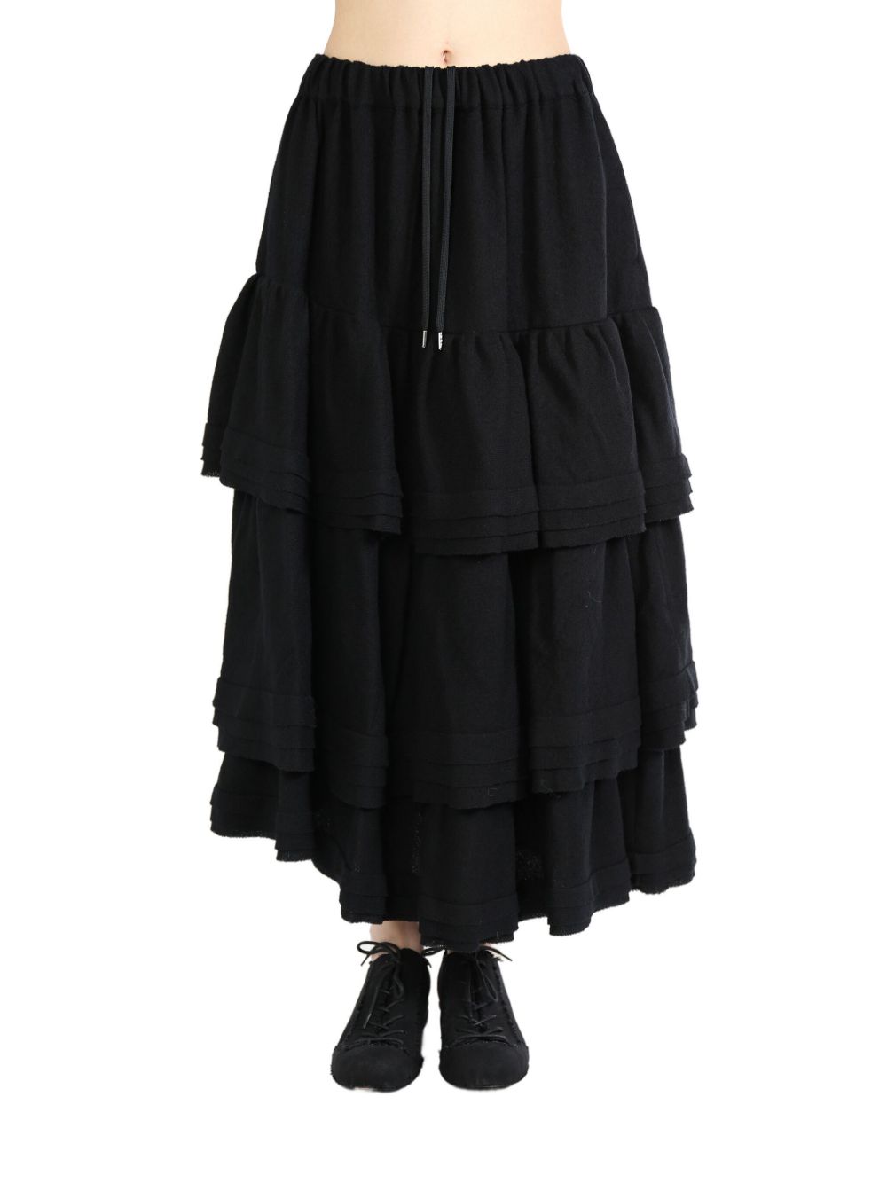 Noir Kei Ninomiya wool midi skirt - 黑色