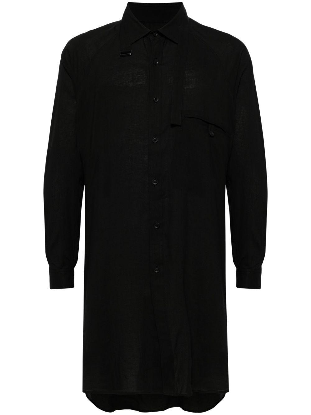 Yohji Yamamoto 高领长款衬衫 - 黑色
