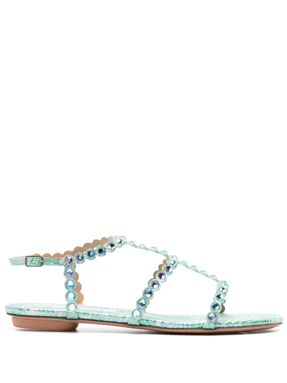 Aquazzura Tequila 平底皮质凉鞋 - 绿色