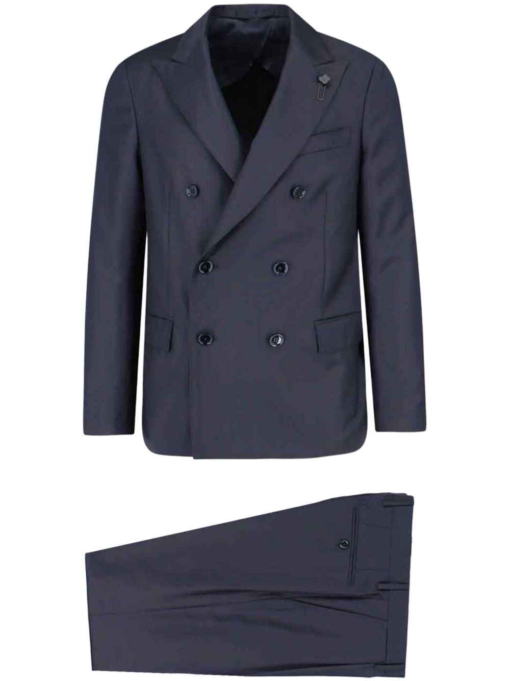 Lardini 双排扣西装套装 - 蓝色