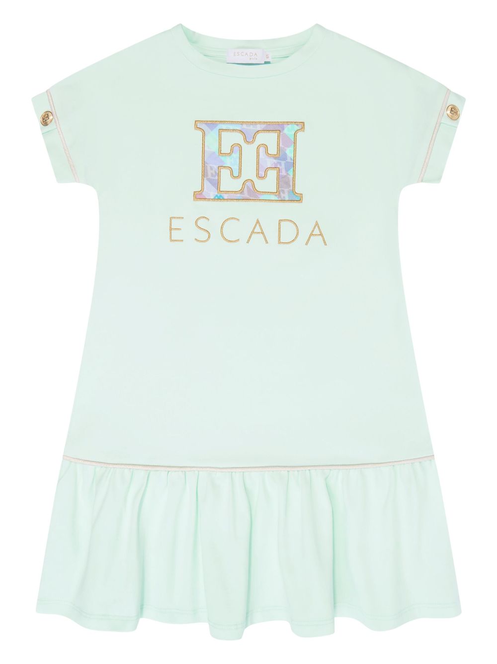 Escada Kids logo印花连衣裙 - 蓝色