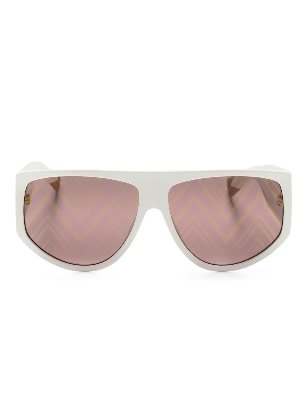 MISSONI EYEWEAR logo印花D字形框太阳眼镜 - 白色