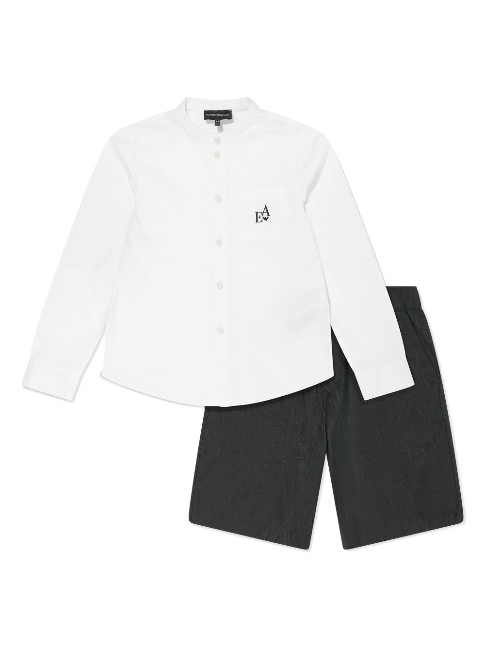 Emporio Armani Kids 经典logo印花短裤套装 - 黑色