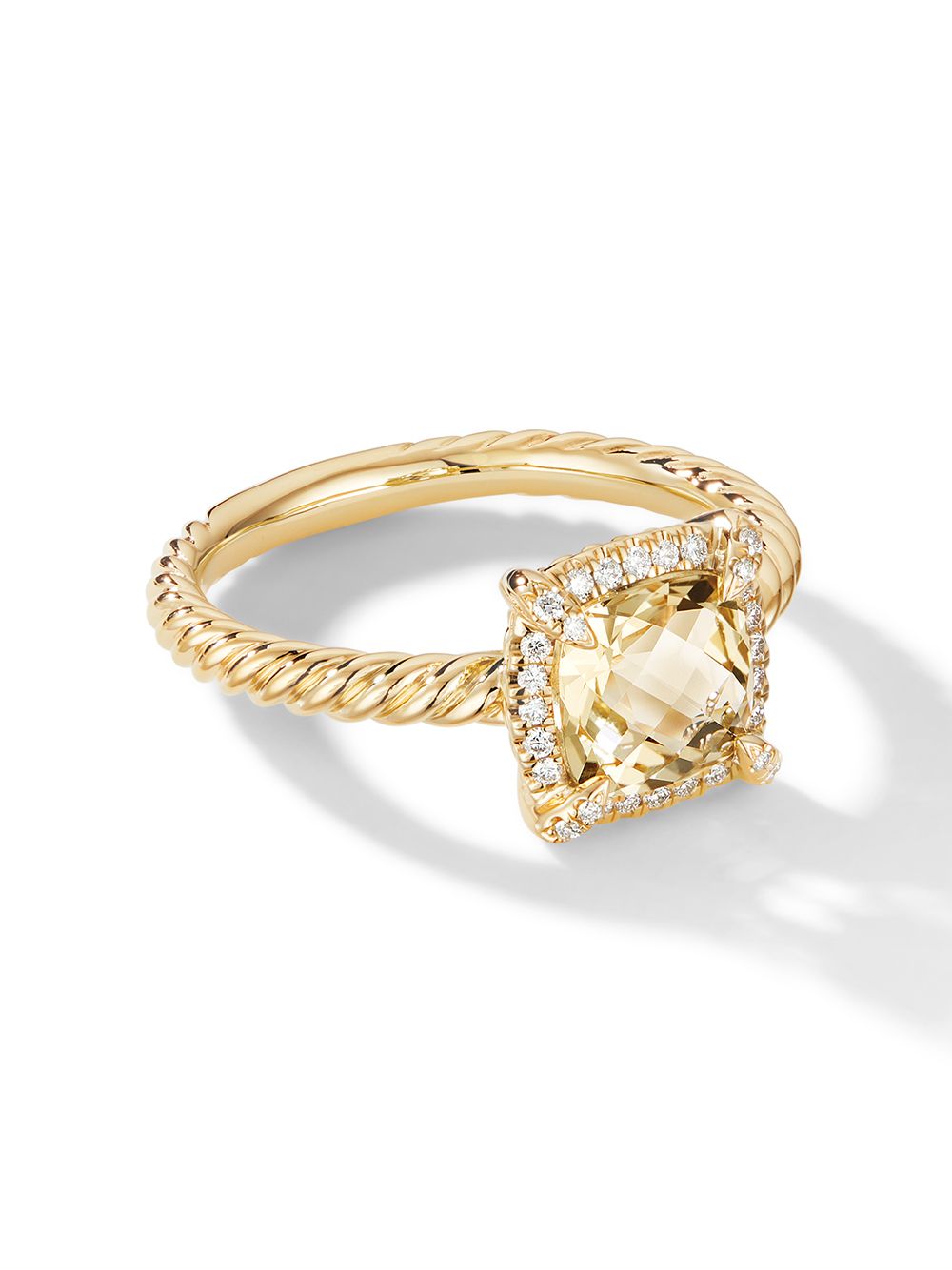 David Yurman 18K黄金 Petite Chatelaine 黄晶钻石戒指 - 金色