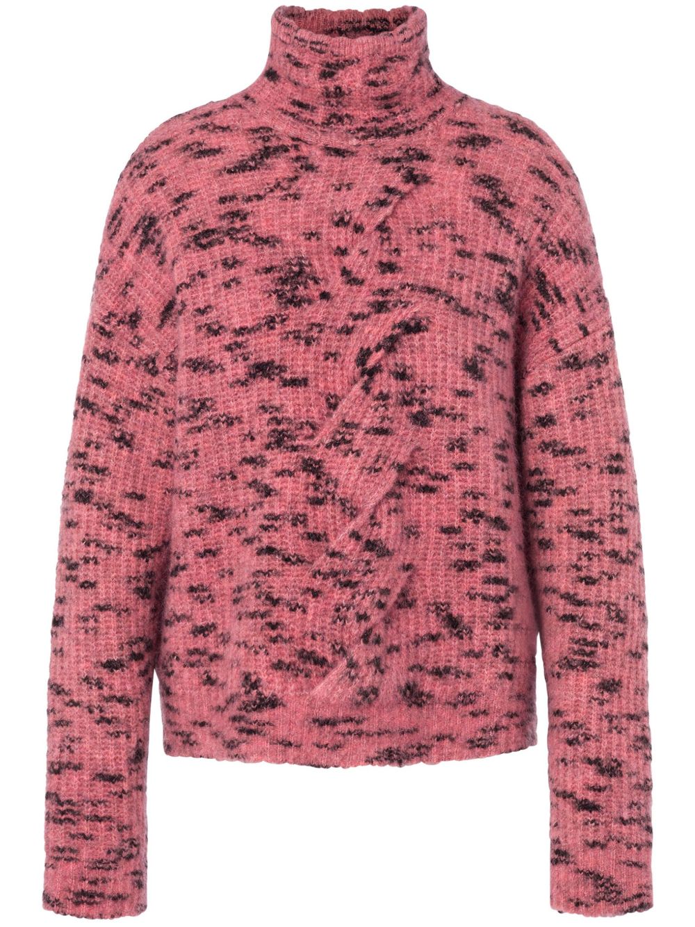 MOSCHINO JEANS 高领粗绞花针织毛衣 - 粉色