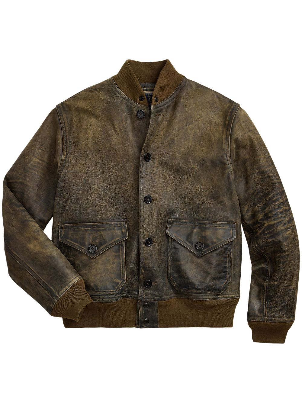 Ralph Lauren RRL Stanton 仿旧皮夹克 - 褐色