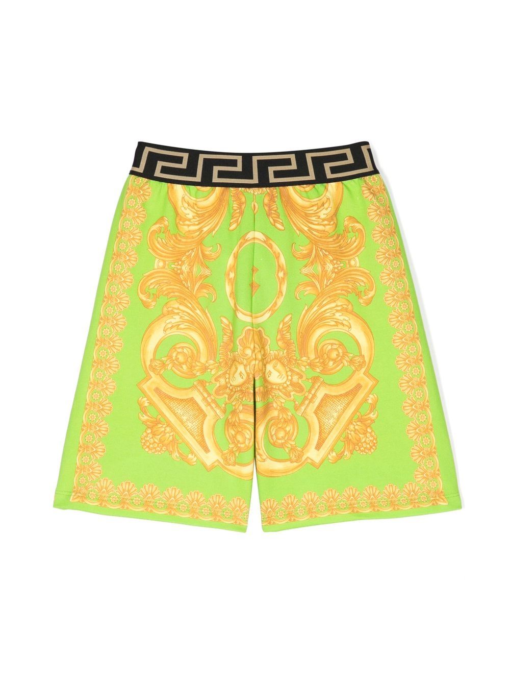 Versace Kids Barocco 印花短裤 - 绿色