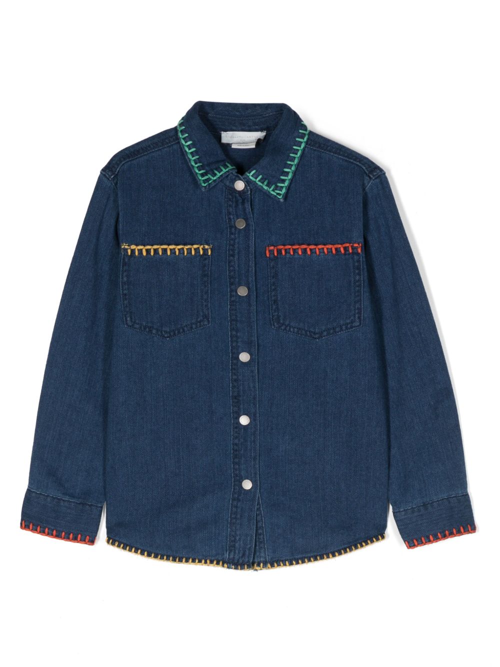 Stella McCartney Kids 花卉贴花牛仔衬衫 - 蓝色