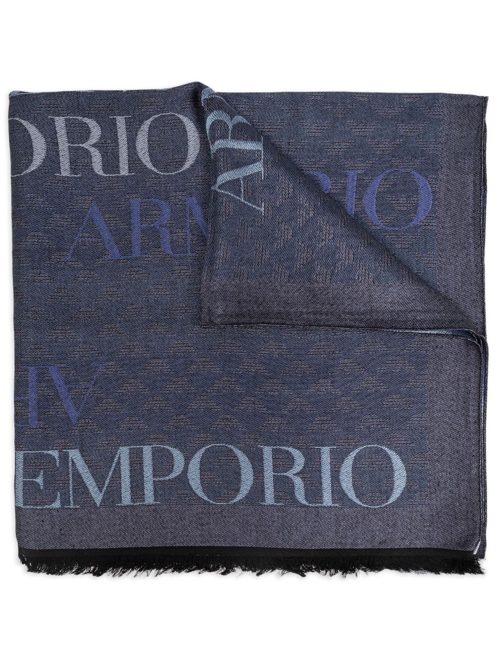 Emporio Armani logo印花围巾 - 蓝色