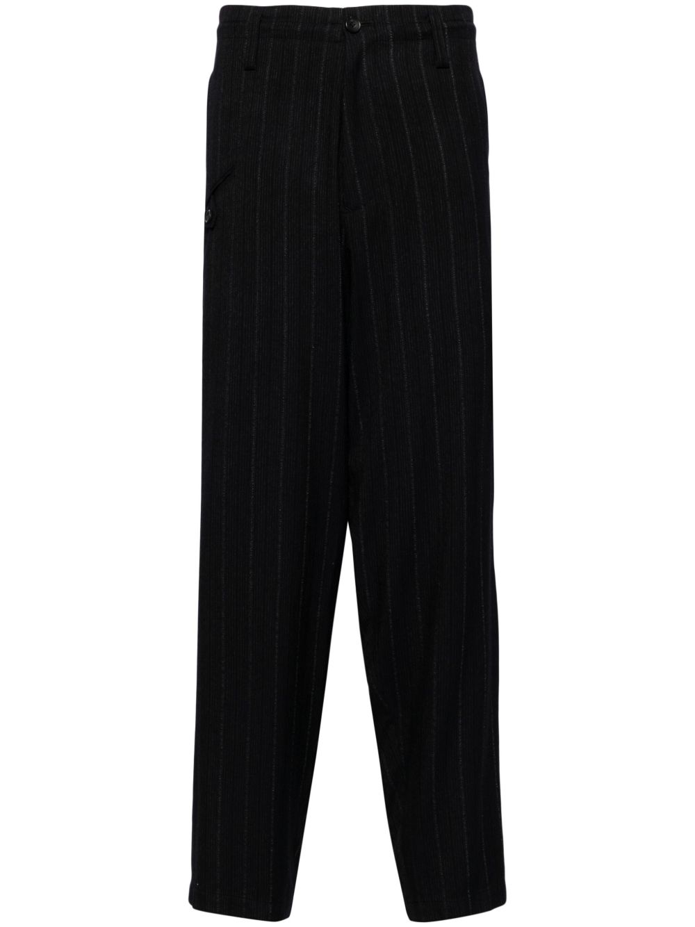 Yohji Yamamoto pinstriped tailored trousers - 黑色