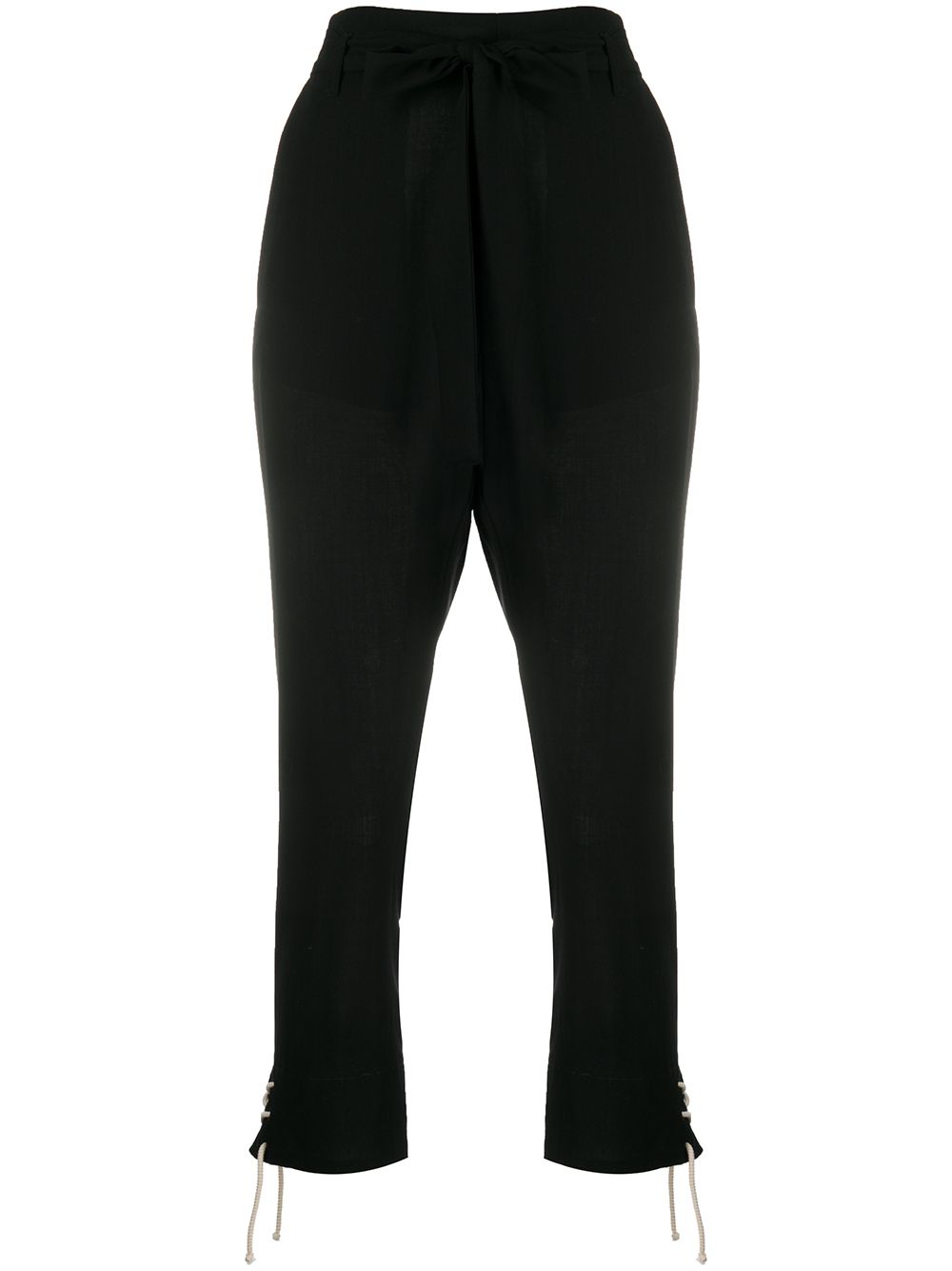 Ann Demeulemeester 系腰带长裤 - 黑色