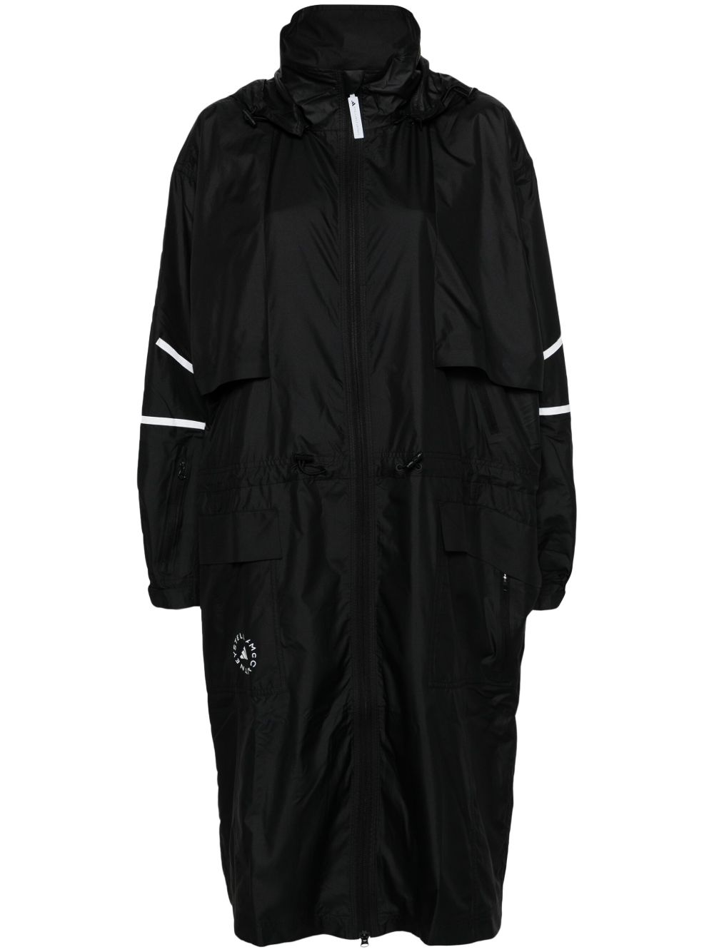adidas by Stella McCartney logo印花连帽派克大衣 - 黑色