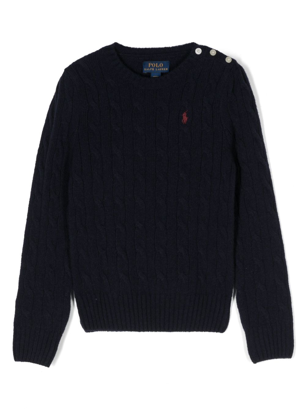 POLO RALPH LAUREN KIDS Polo Pony 粗绞花针织毛衣 - 蓝色