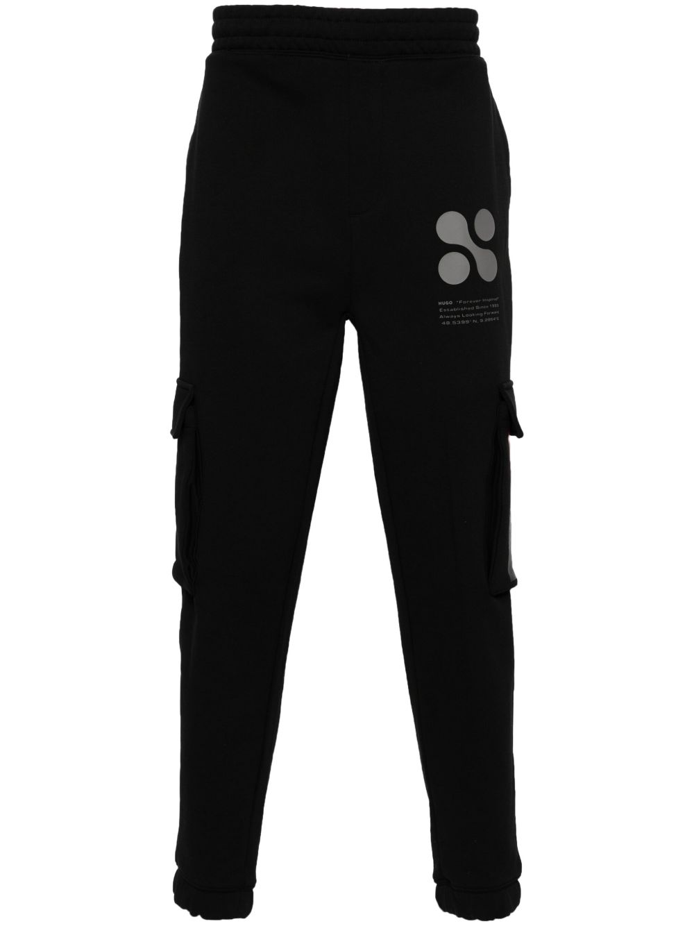 HUGO logo印花工装裤 - 黑色
