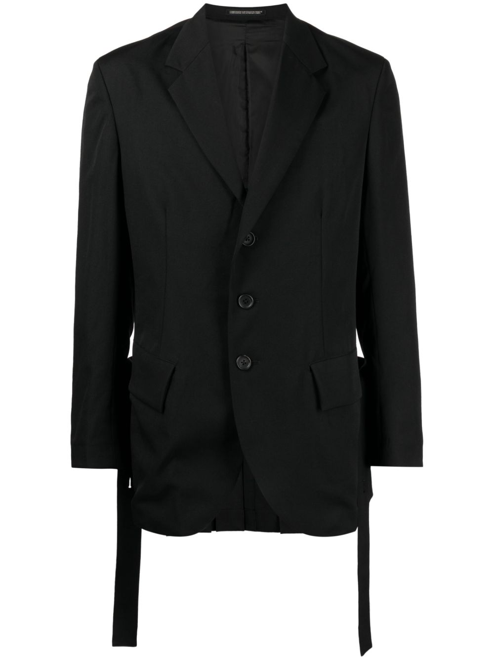 Yohji Yamamoto 梯形翻领单排扣西装夹克 - 黑色