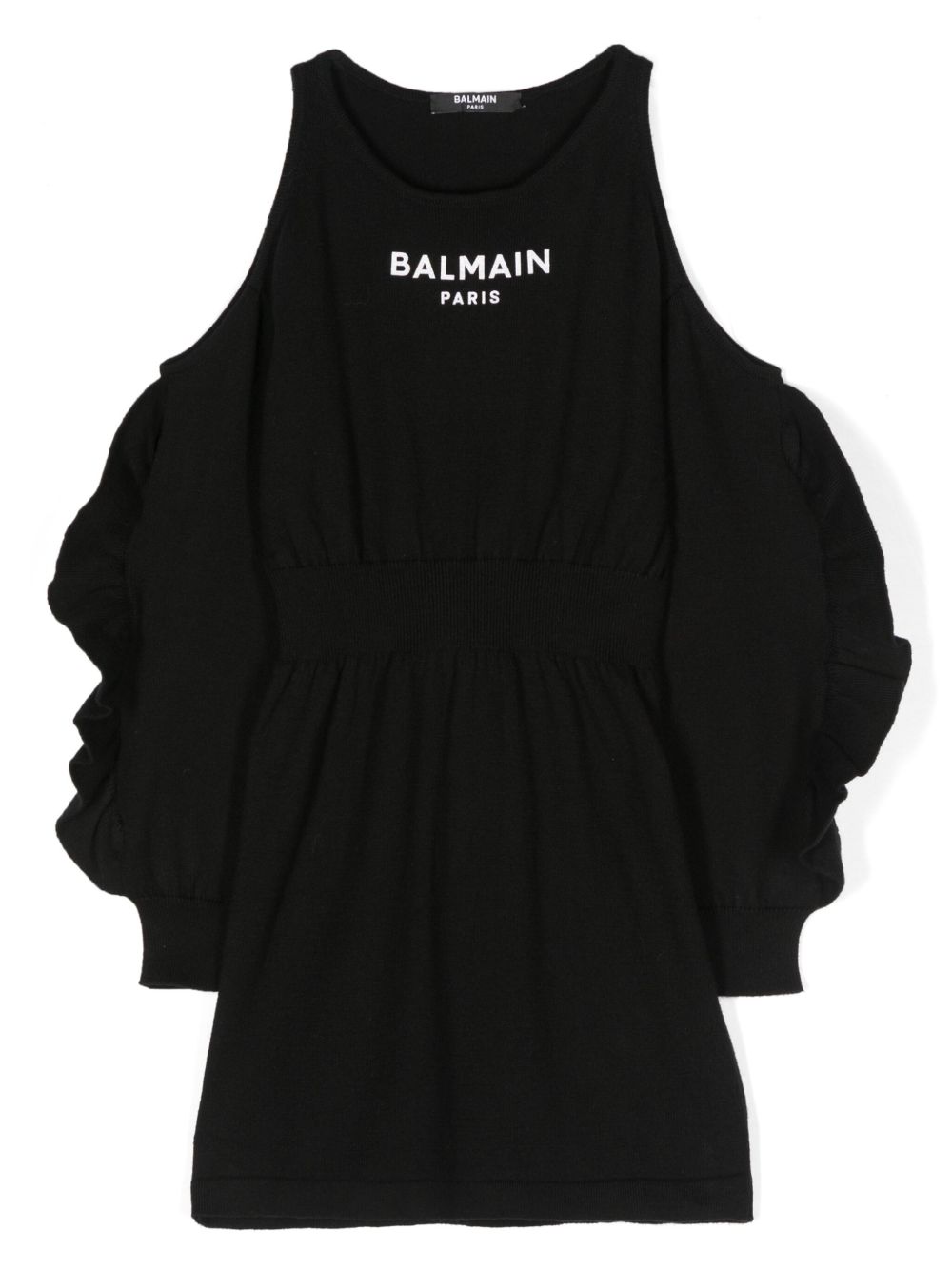 Balmain Kids logo印花针织连衣裙 - 黑色