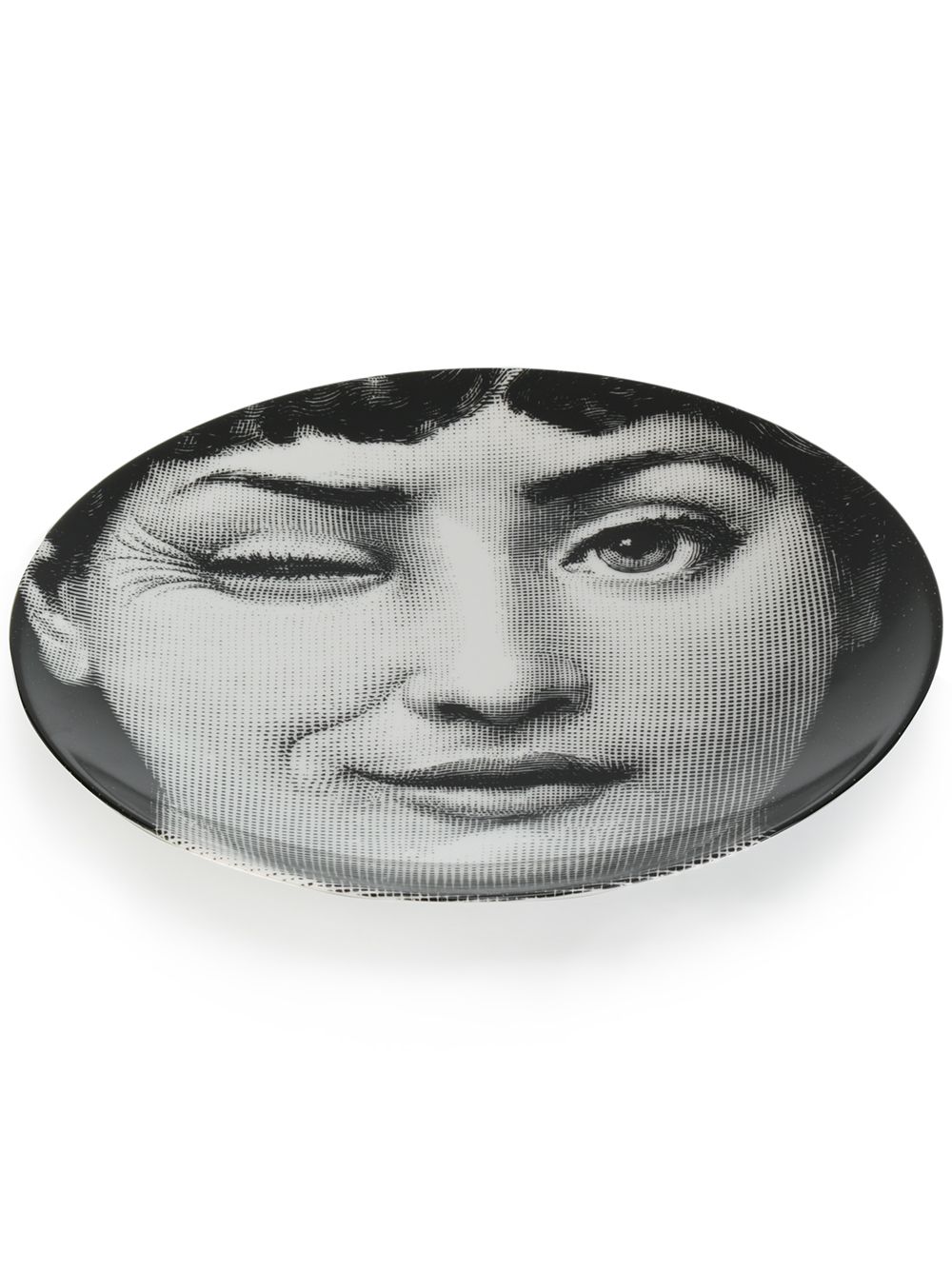 Fornasetti 眨眼女子图案盘子 - 黑色