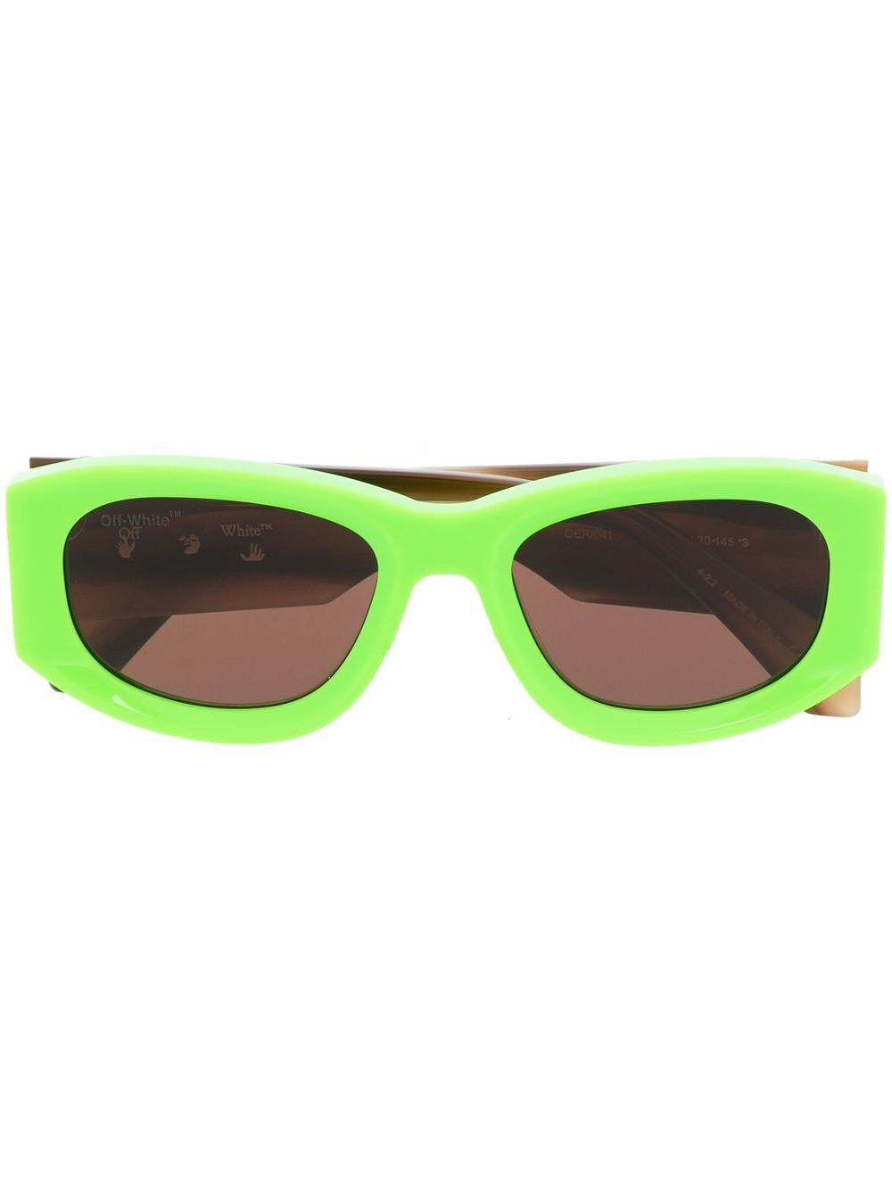 Off-White Eyewear logo印花太阳眼镜 - 绿色