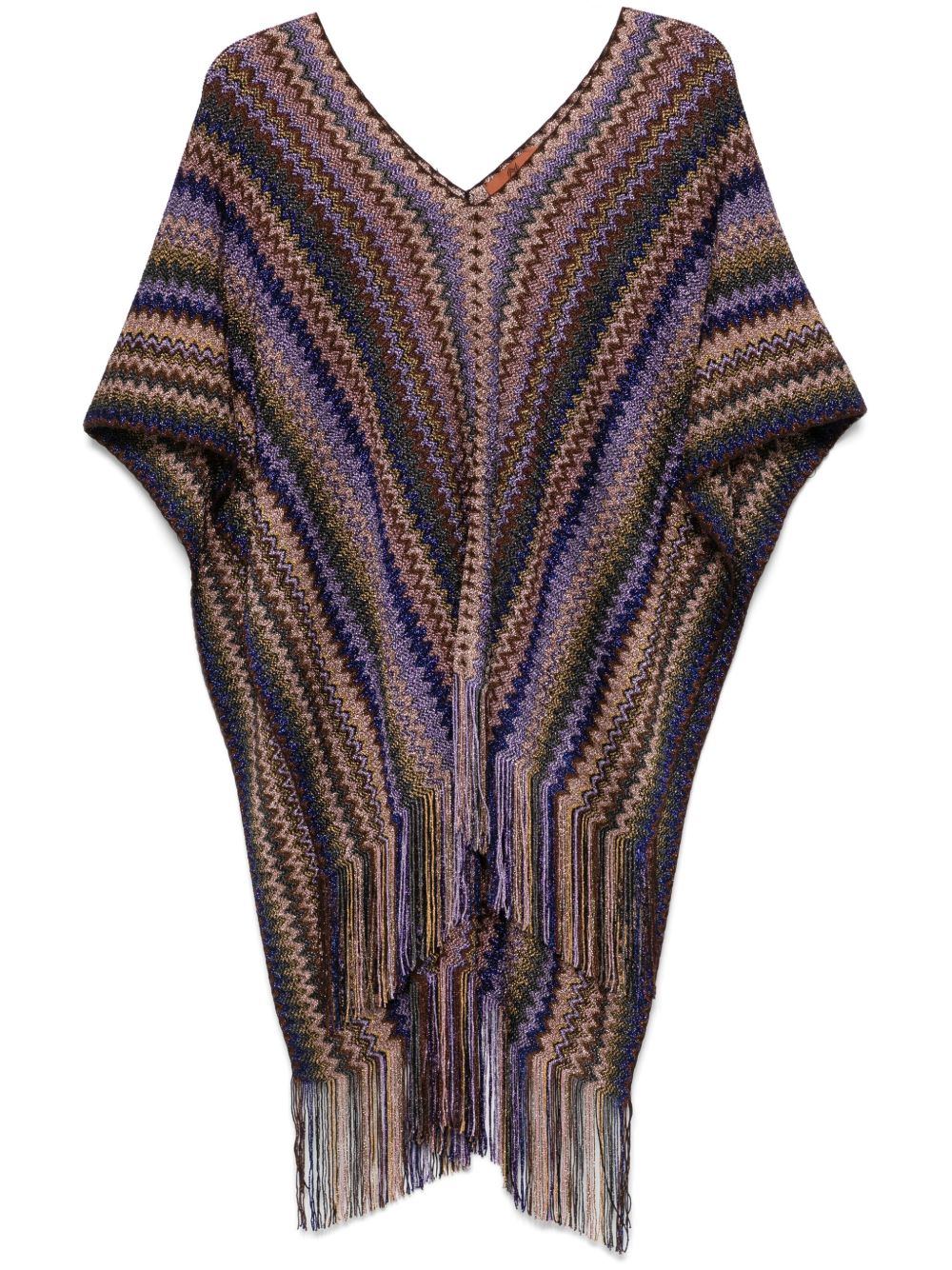Missoni 经典Z字形图案编织斗篷 - 褐色