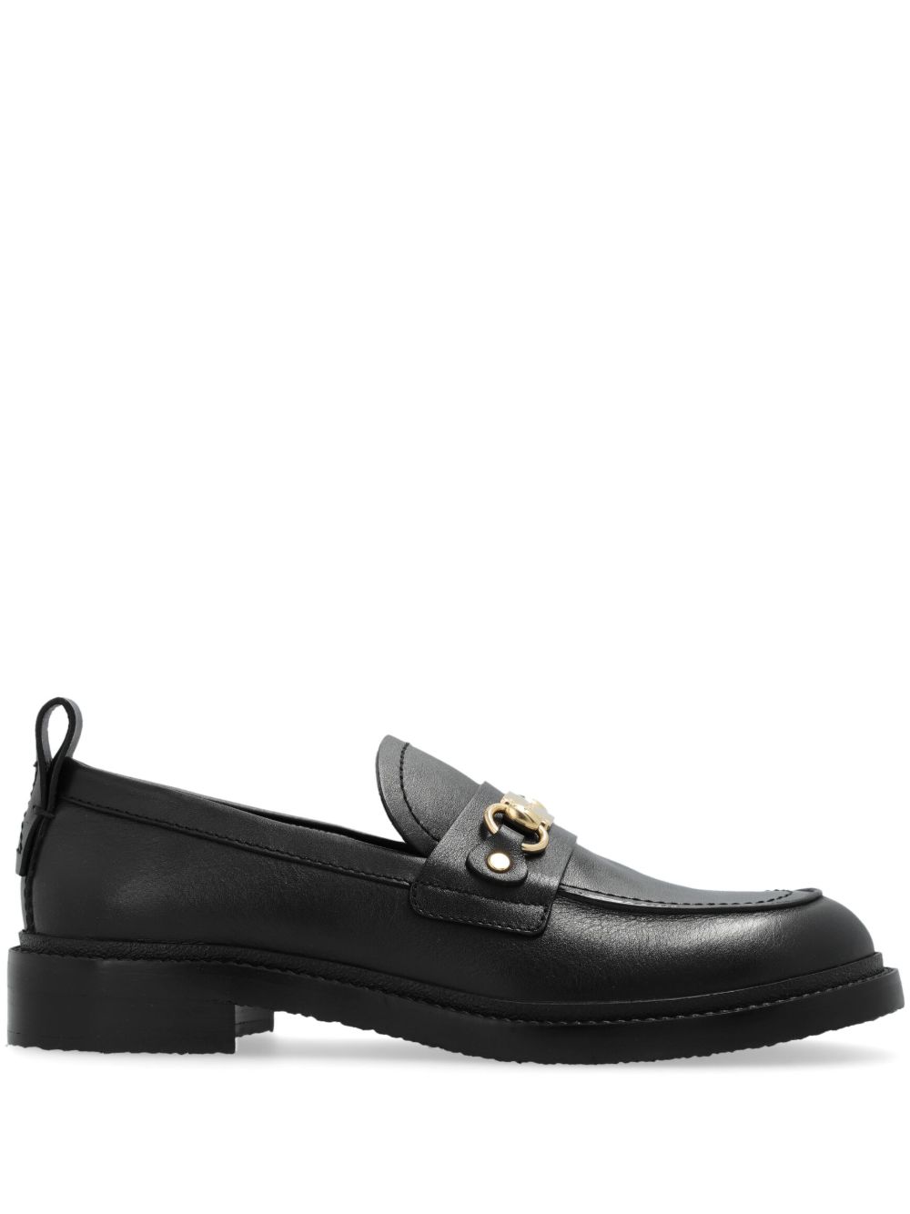 See by Chloé logo雕刻皮质乐福鞋 - 黑色