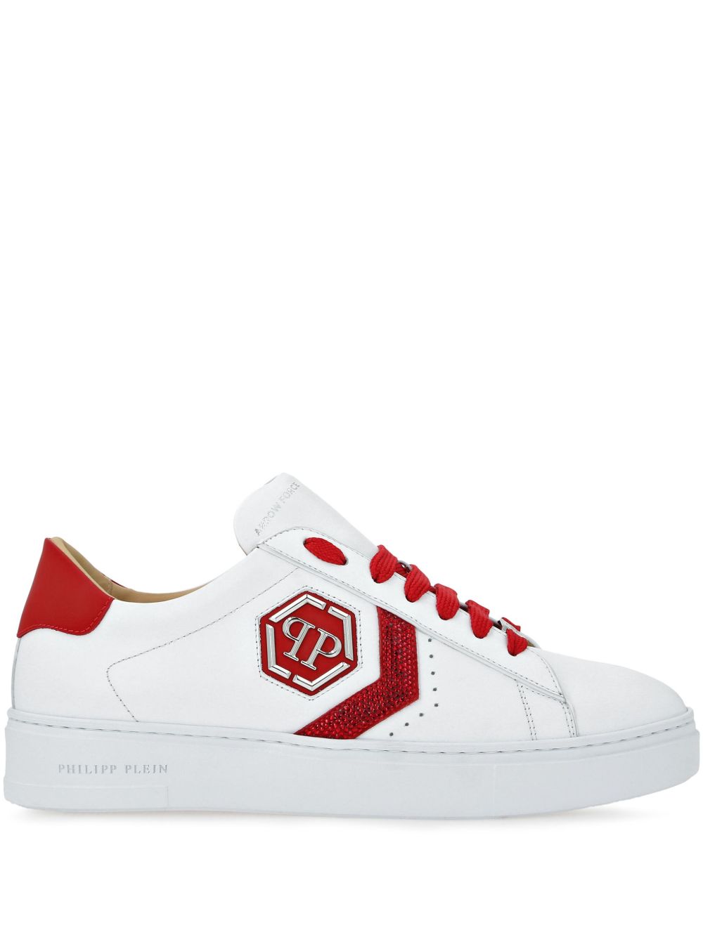 Philipp Plein Arrow Force Strass Hexagon 低帮运动鞋 - 白色