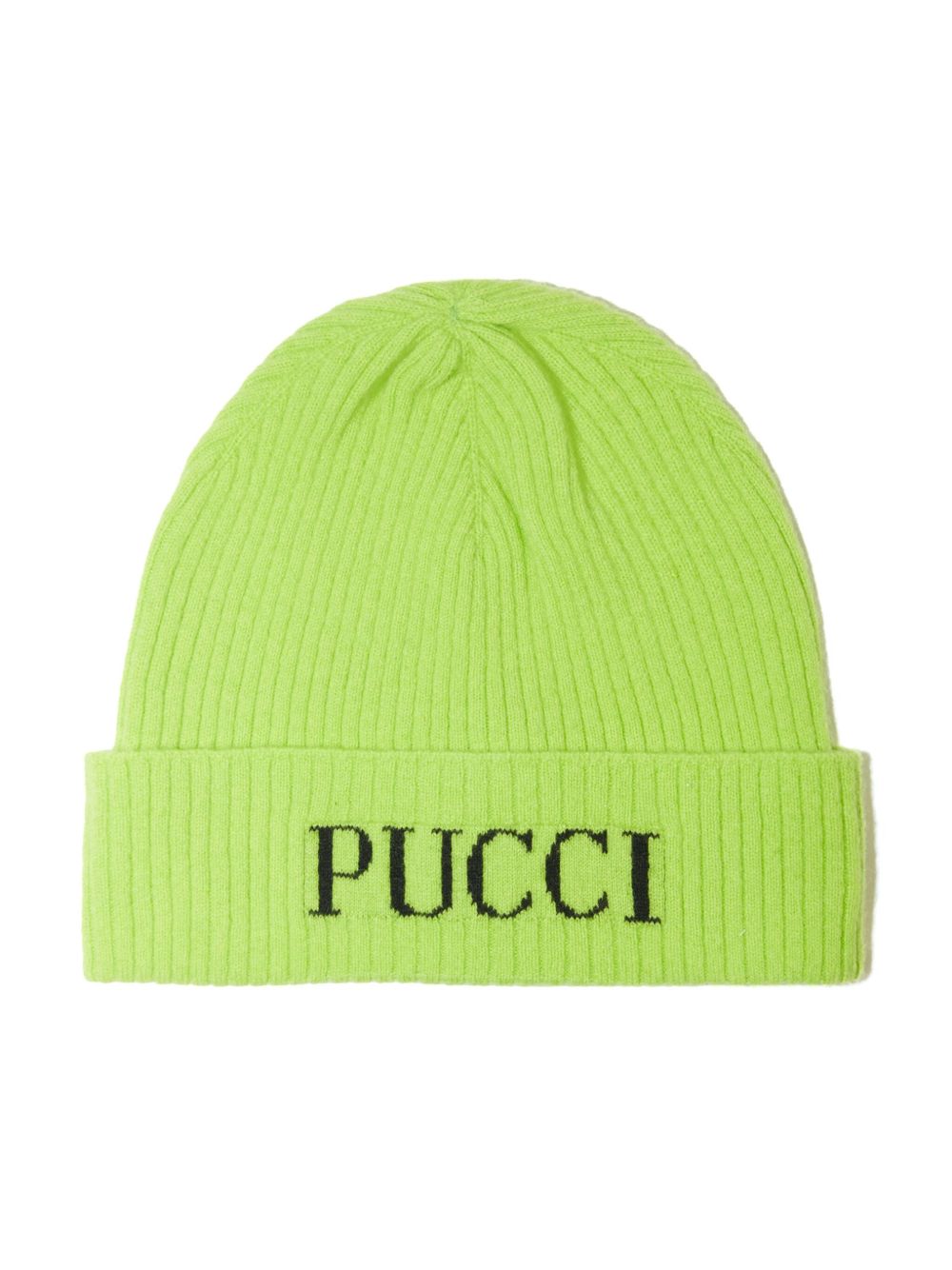 PUCCI Junior logo嵌花套头帽 - 绿色