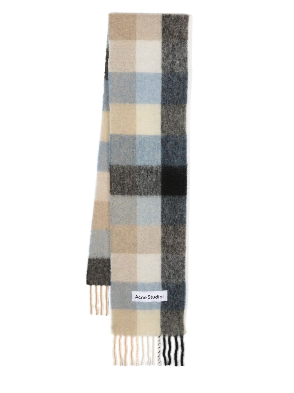 Acne Studios 格纹马海毛混纺围巾 - 蓝色