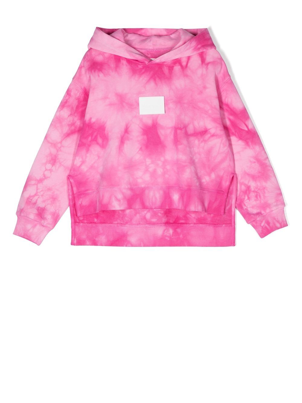 MM6 Maison Margiela Kids logo贴花扎染连帽衫 - 粉色