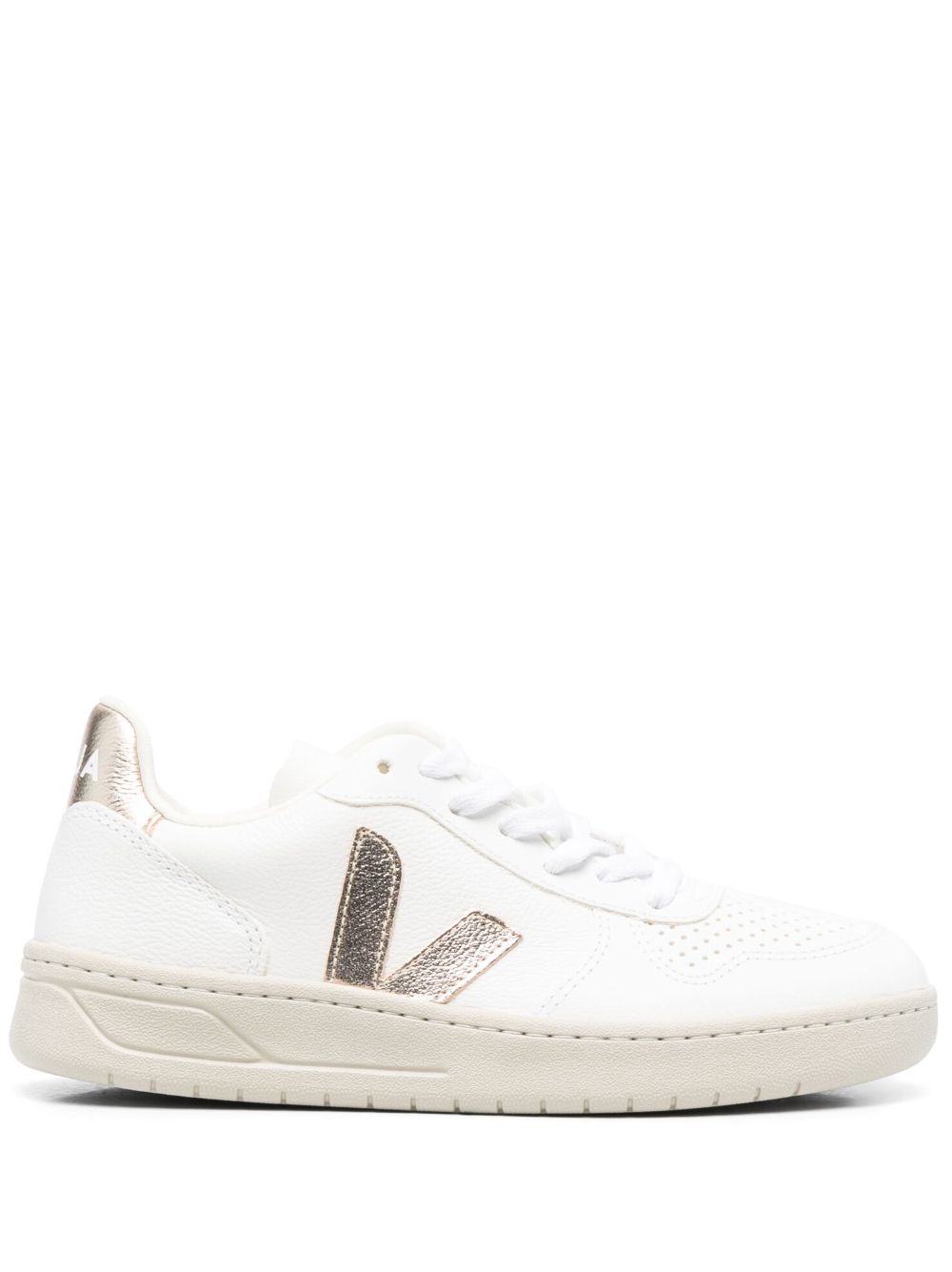 VEJA V-10 皮质运动鞋 - 白色
