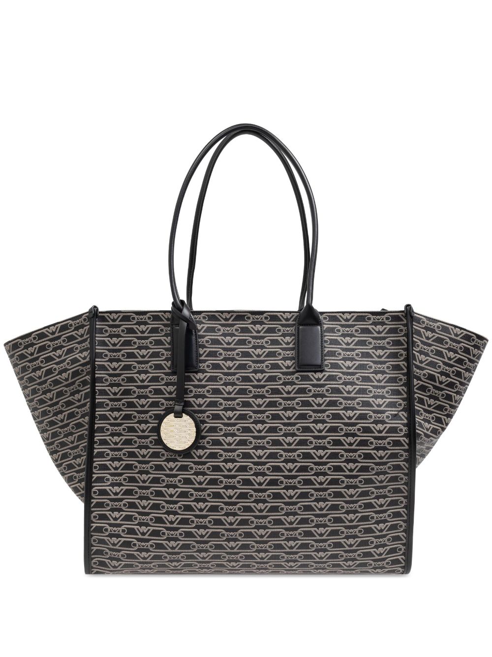 Emporio Armani 大面积logo印花托特包 - 黑色