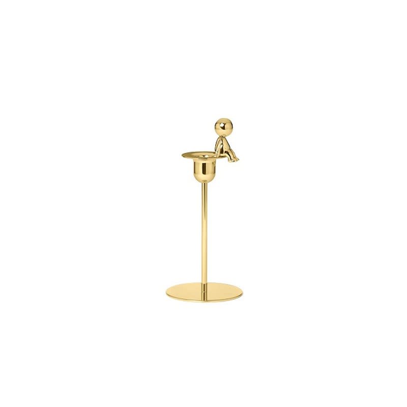 Ghidini 1961 Omini - The Thinker Short Candlestick Polished Brass