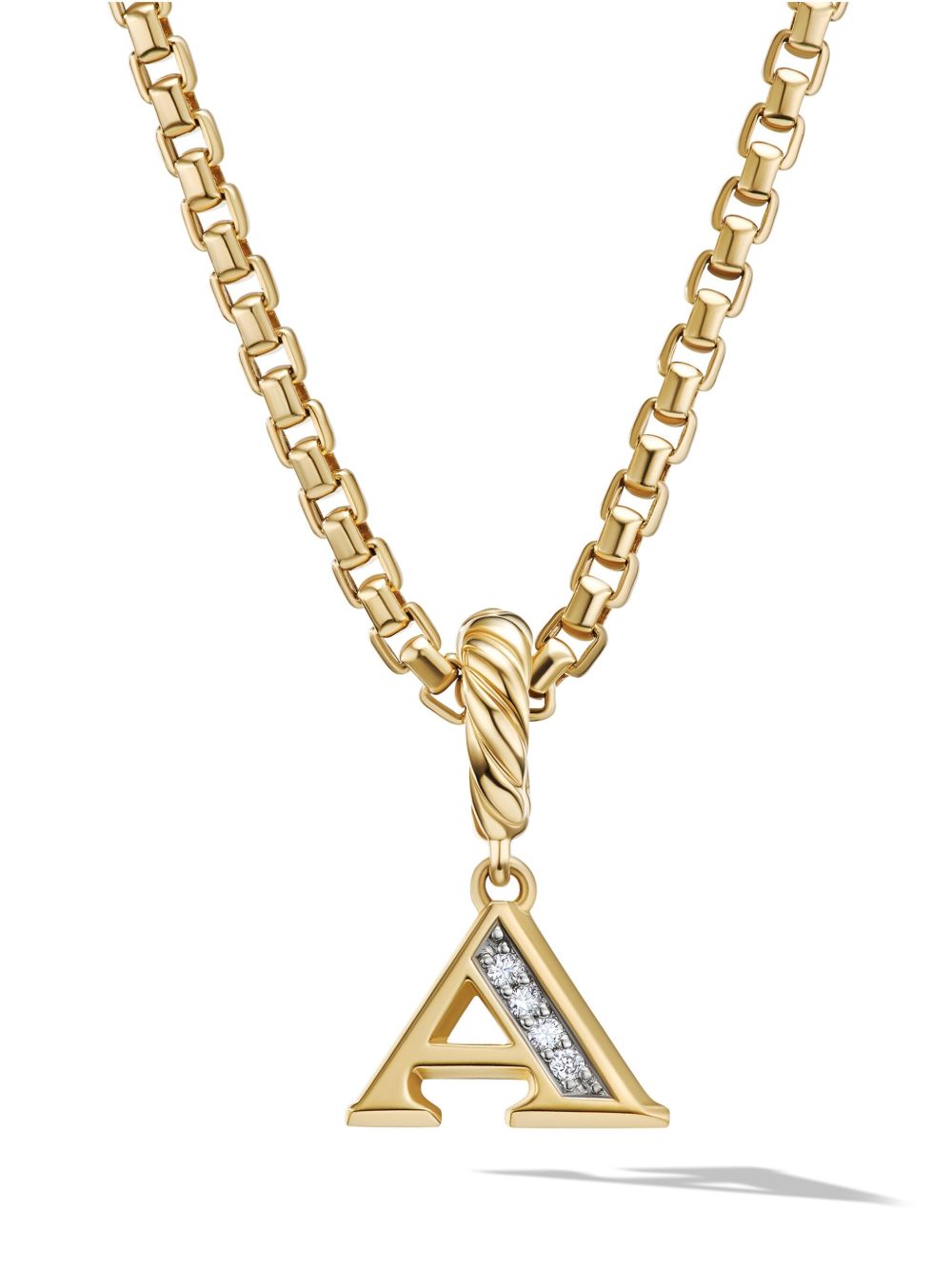 David Yurman 18K黄金字母钻石吊坠 - 金色
