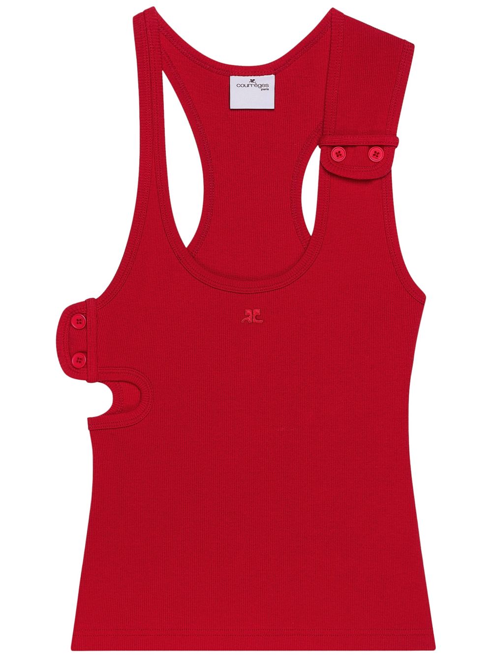 Courrèges 90年代风罗纹坦克背心 - 红色