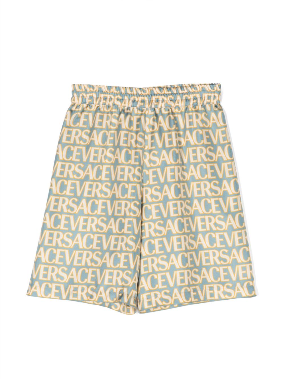 Versace Kids Versace Allover 真丝短裤 - 蓝色